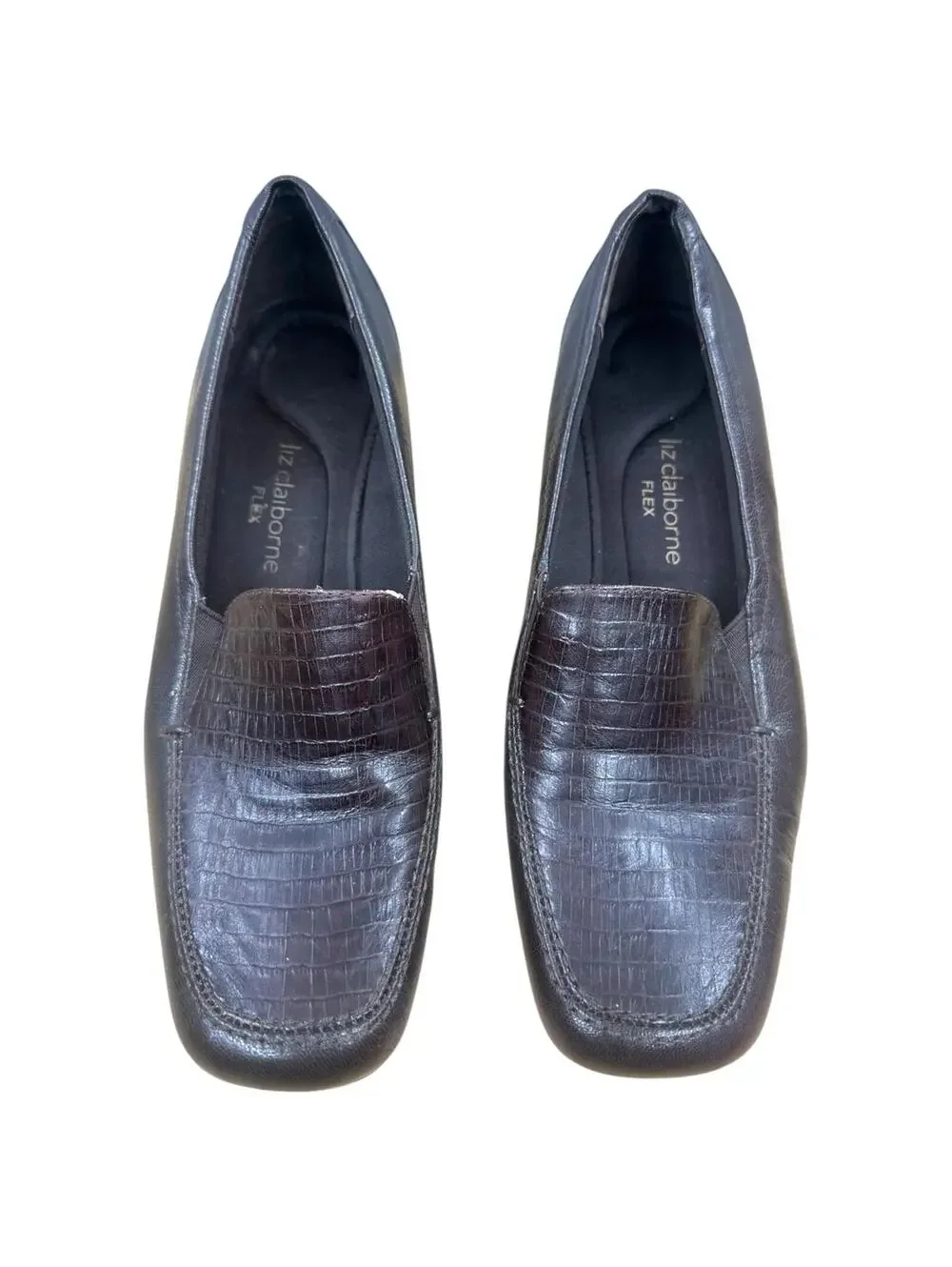 Liz Claiborne Croc Embossed Wedge Loafers